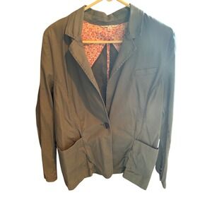 Cabi Olive Green Blazer Jacket Women's Size L Floral‎ Lining